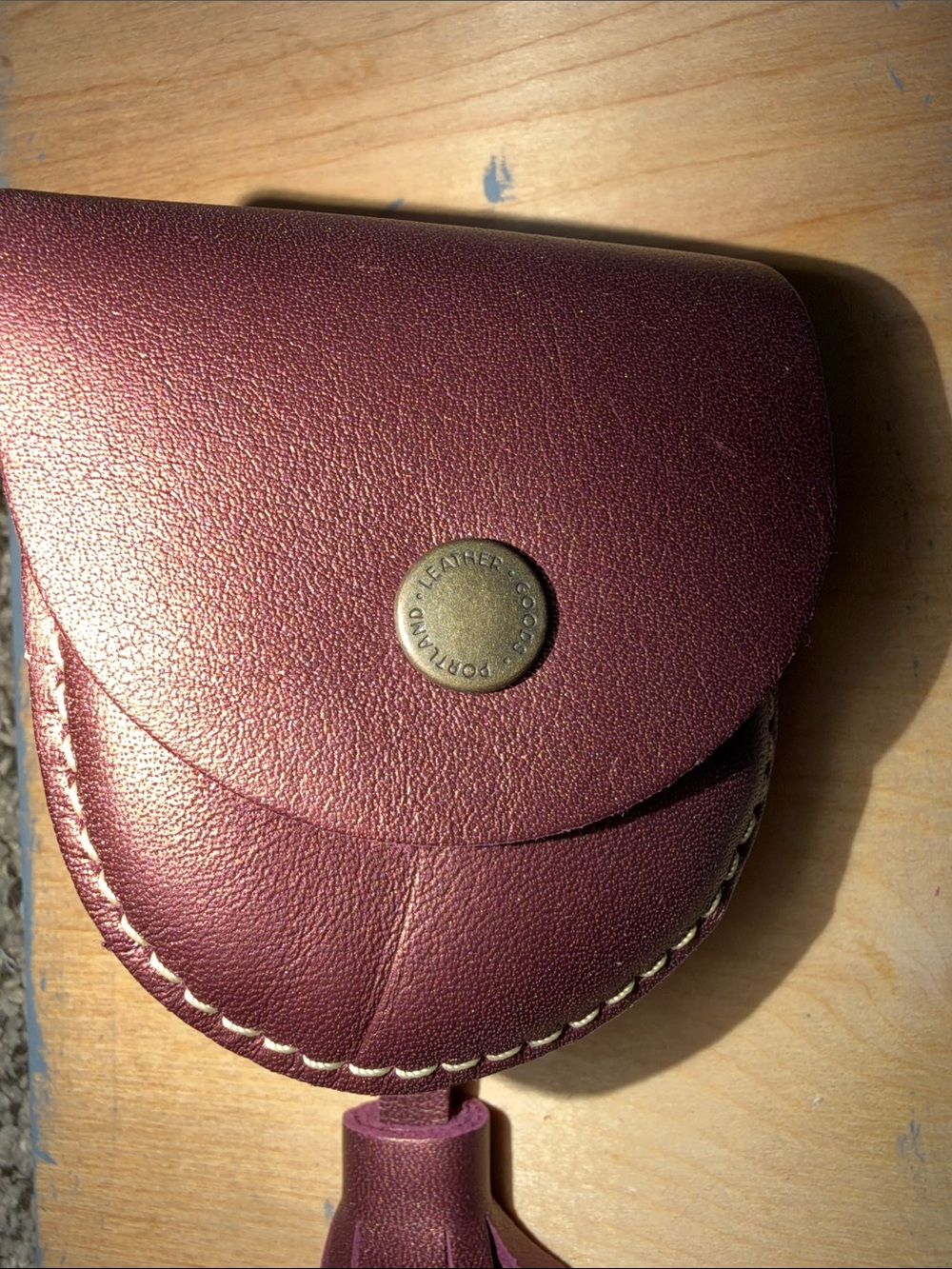 Leather Tassel Coin Pouch -maroon